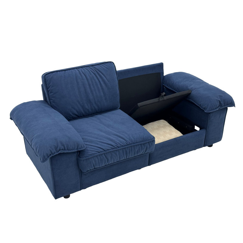 Canapé 79 po en velours 79 po, Bleu