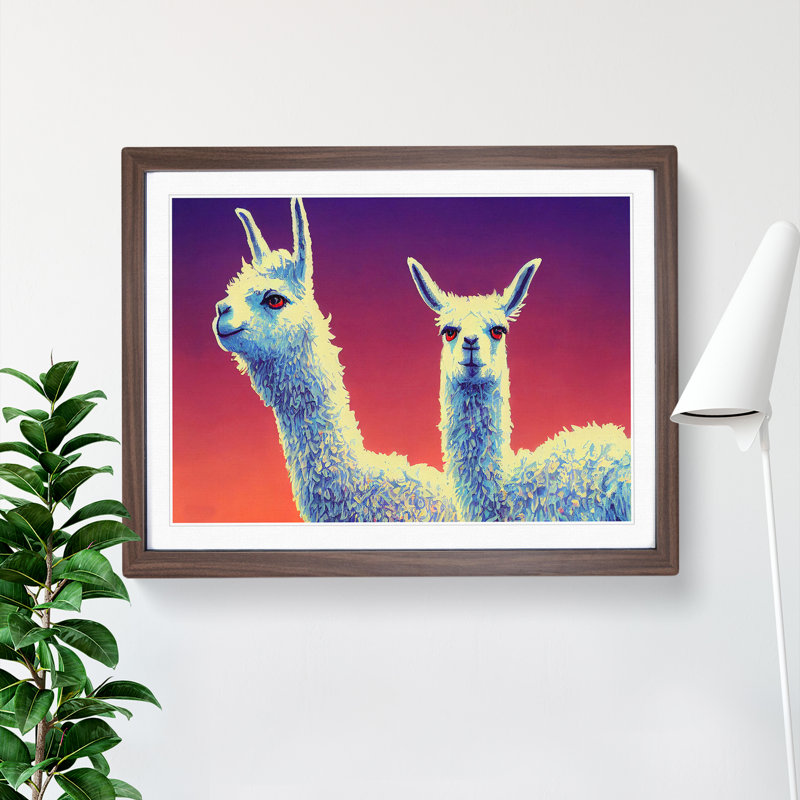 The Legendary Llamas - Single Picture Frame Print, 34cm H x 46cm W, Dark Brown