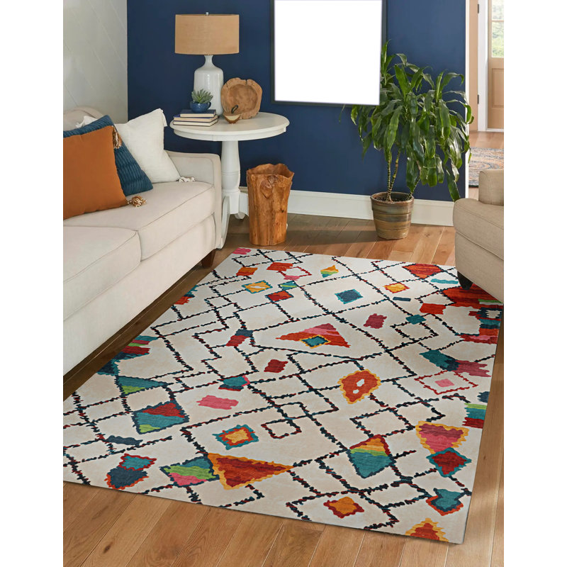 Antaniyah Faux Rabbit Fur Hand Tufted Rug, Rectangle 5' x 7'