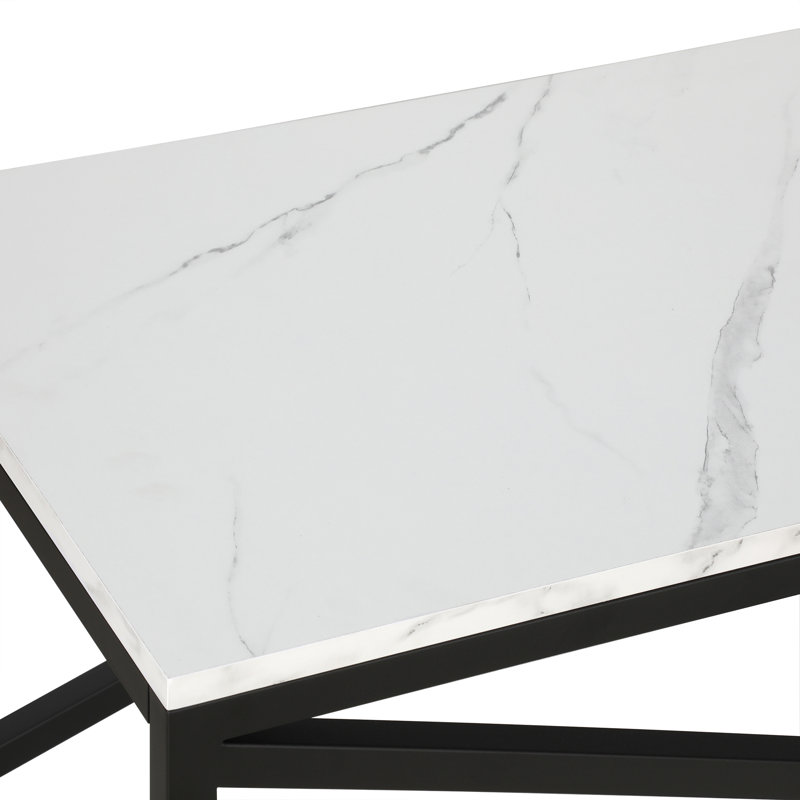 Calix Frame Coffee Table, White/Blackened Bronze