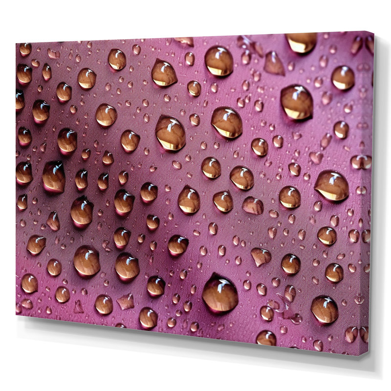Rose rose avec gouttes de pluie, reproduction sur toile, H 16 po x l 32 po x P 1 po, Toile tendue