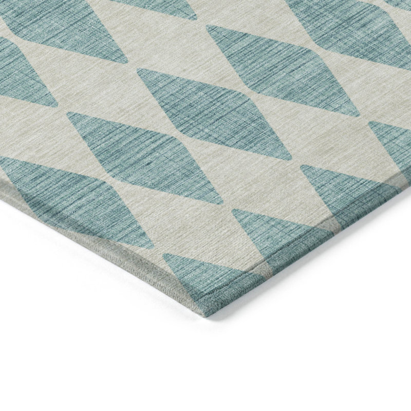 Tapis extérieur bleu sarcelle et ivoire lavable 3 pi x 5 pi bleu sarcelle et ivoire