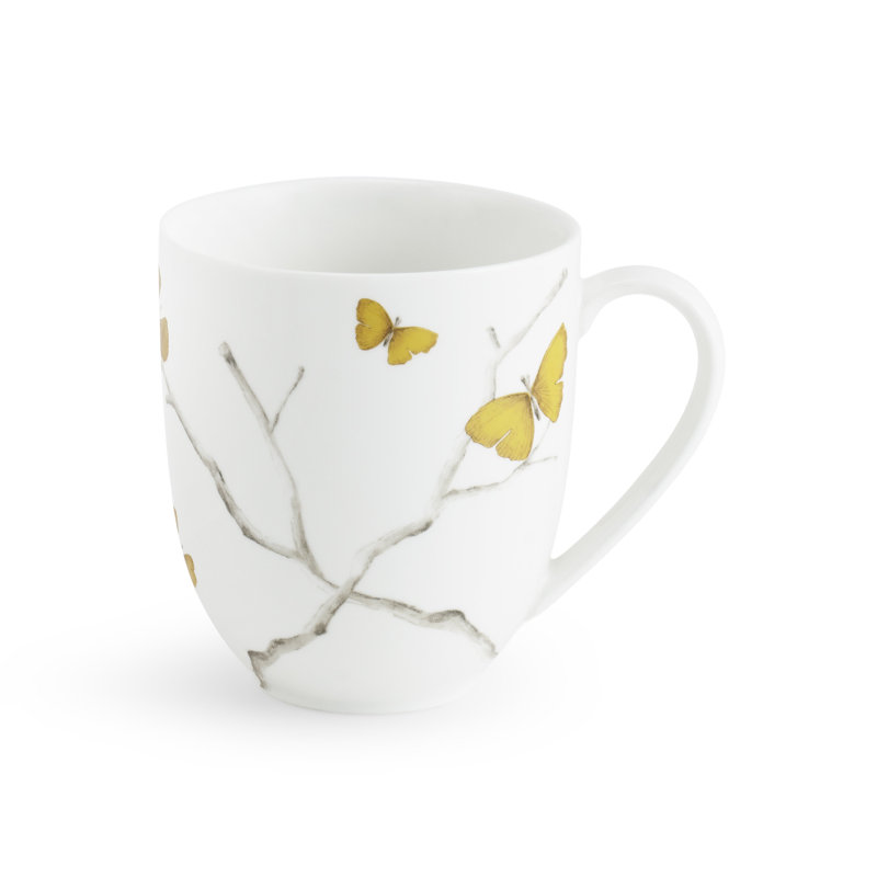 Butterfly Ginkgo Handmade Porcelain Coffee Mug