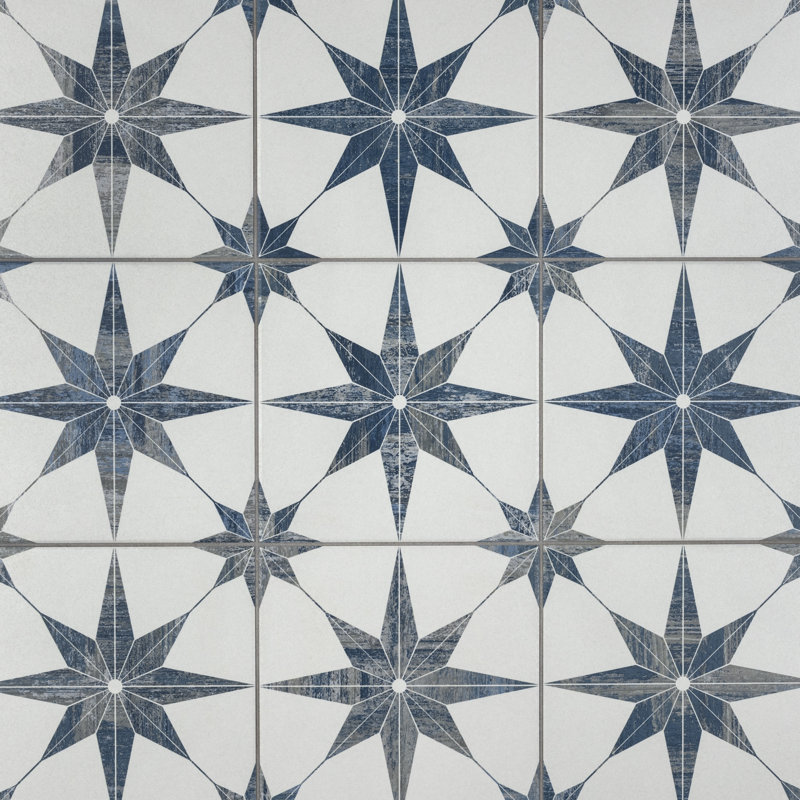 Cassis Stella 10" x 10" Porcelain Patterned Wall & Floor Tile, Blue