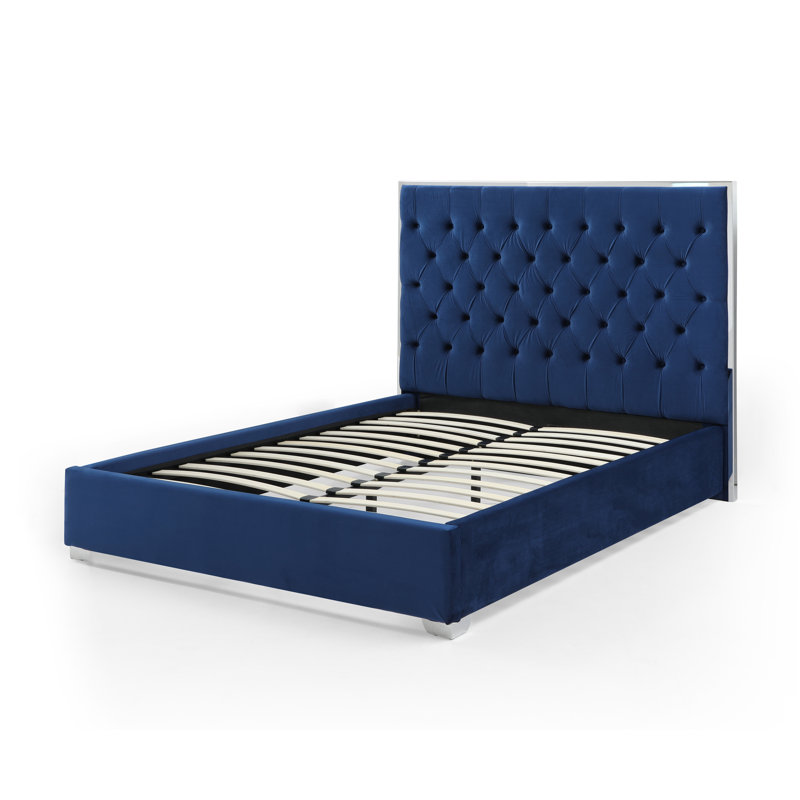 Velours Lotman rembourré avec cadre argenté, Grand, Bleu