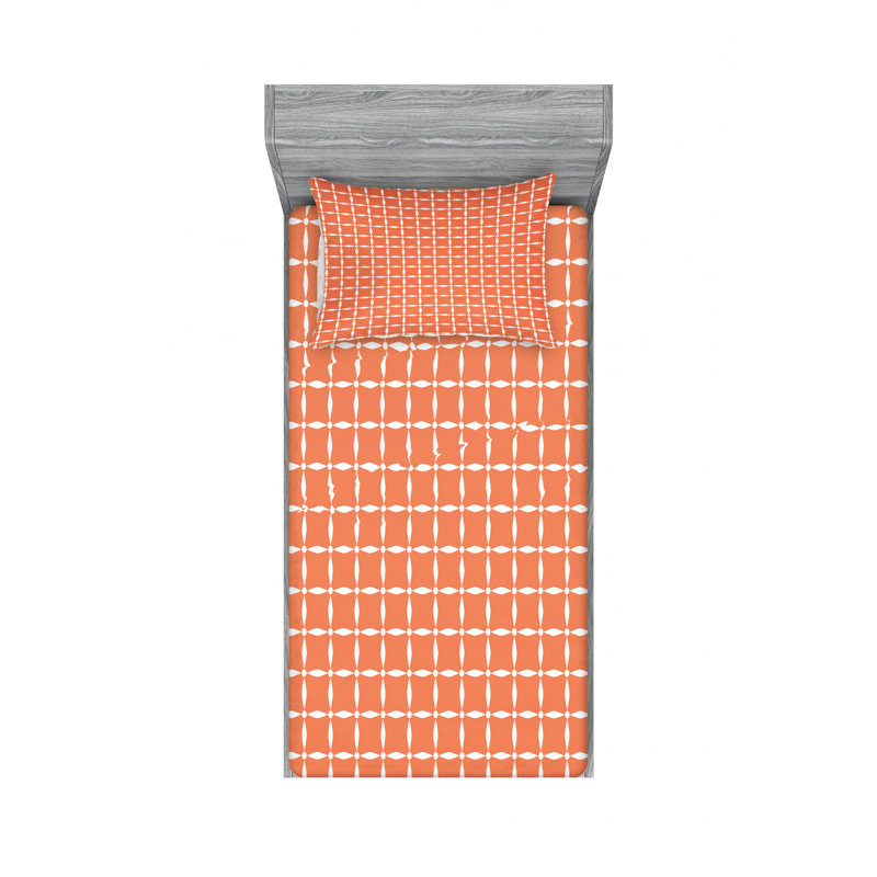Microfiber Gingham Sheet Set, Twin Sheet Set with Fitted Sheet, Diagonalon Background Checkered