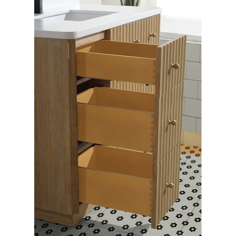 La Jolla 42" Washed Oak Bathroom Vanity with Quartz Top