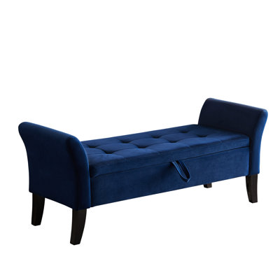 51.5" Multipurpose Bench With Soft Navy Blue Velvet And Storage Hallway Entry Inner - Convenient