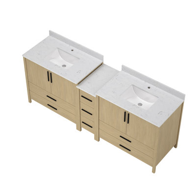 84"W×22"D×34"H Double Sinks Bathroom Vanity Cabinet,Freestangding Storage Vanity Cabinet With White Countertop