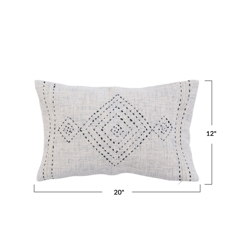 Embroidered Cotton Throw Pillow