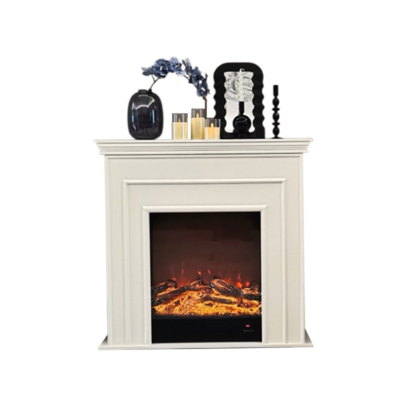 Beige Manufactured Wood Electric Fireplace, 39.37" H x 47.24" W x 10.63" D