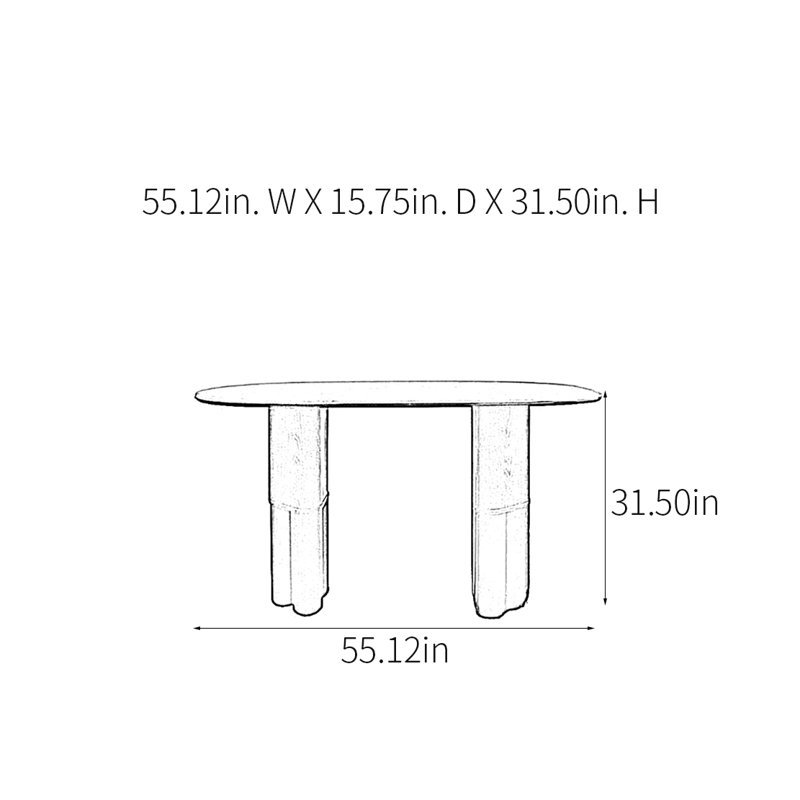 Retro Minimalist Art Console Table, 31.5" H x 55.12" W x 15.75" D