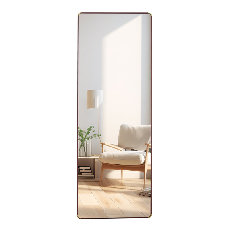 Kalianne Wood Rectangle Mirror, Dark Brown, 65" H x 23.2" W