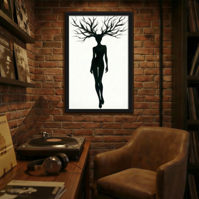 Abstract Silhouette Woman With Tree Branches Head