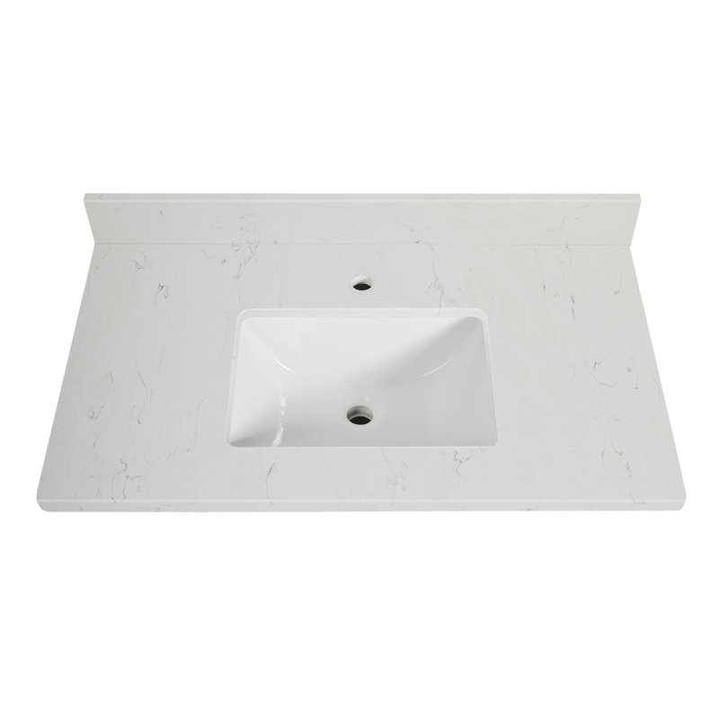 37" Quartz Bathroom Vanity Top With Sink