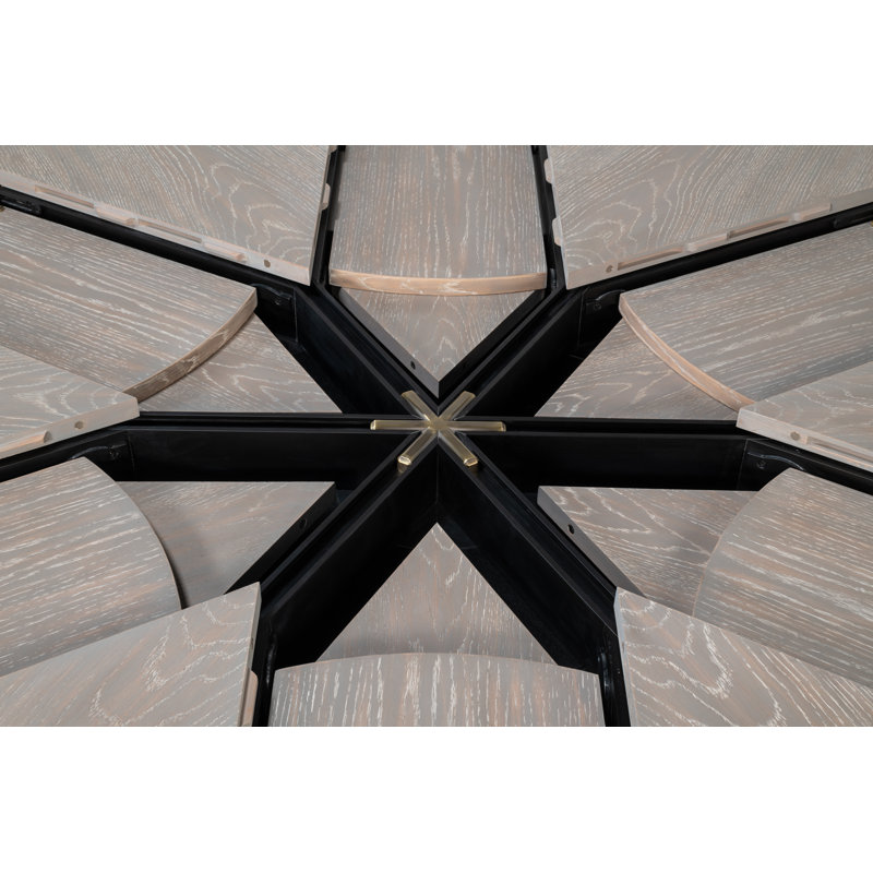 Tower Round Solid Oak Dining Table, Moonskin/Hammered