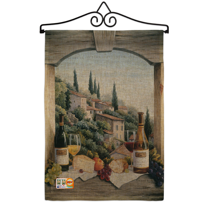 Fenêtre à vin 2 côtés en toile jutes 19 x 13 po drapeau de jardin