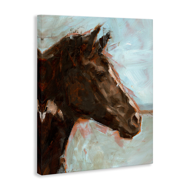 Art mural Stupell Industries, cheval brun sur toile bleue, par Ethan Harper, H 48 po x l 36 po
