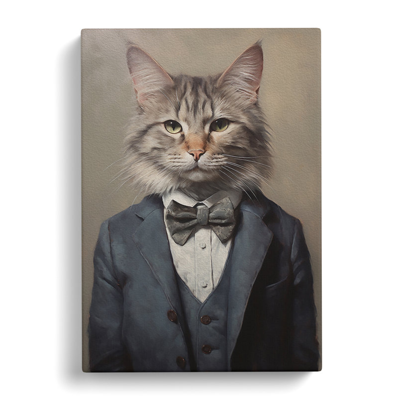 Cat in a Suit Painting No.7 - Wrapped Canvas, 50cm H x 35cm W x 3cm D