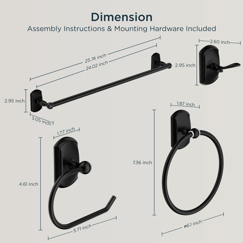 3 - Piece Bathroom Hardware Set, Black