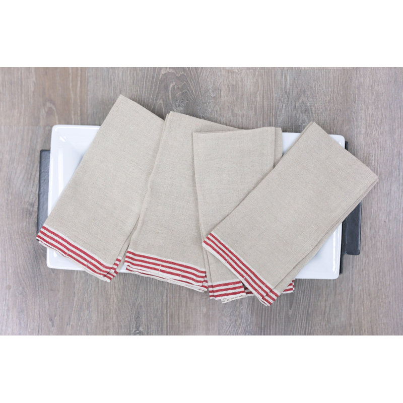 Alsace Square Napkin, Natural/Red