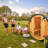 Backyard Discovery Paxton 4-6 Person Traditional Cedar Outdoor Barrel Sauna with 9kW Electric Heater, Wi-Fi Control, LED Lights