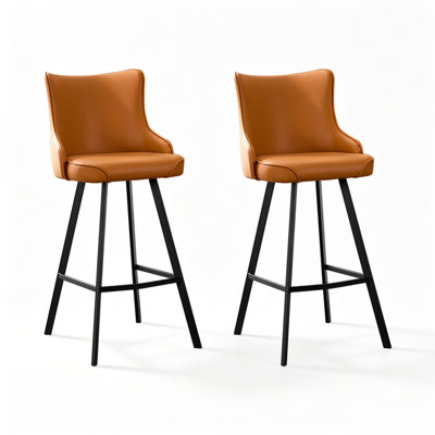Orange Solid back side Chair(Set of 2)