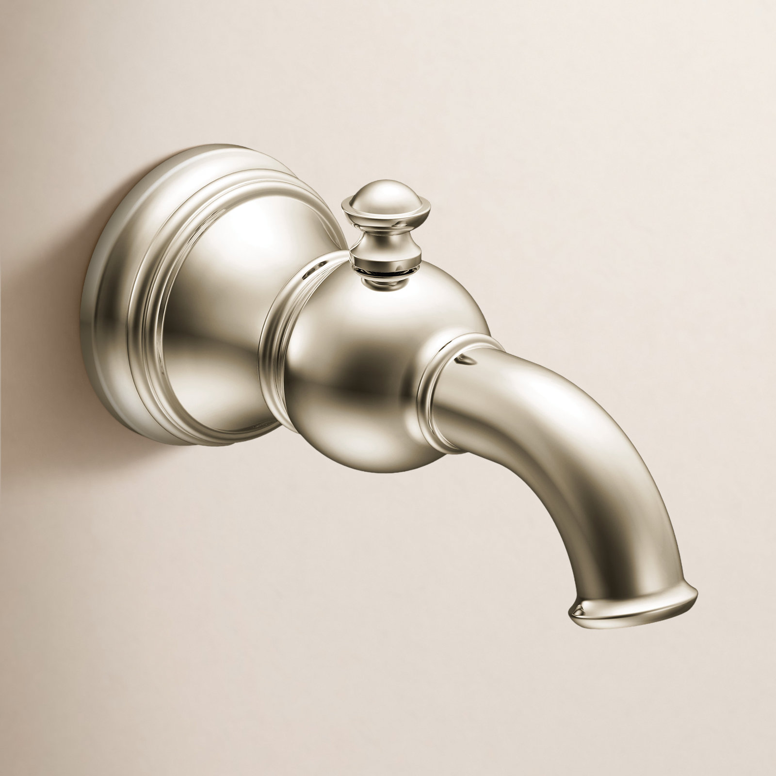 Weymouth Wall-Mounted Tub Spout with Diverter, Polished Nickel