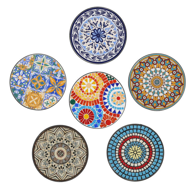 Table d'appoint de patio, Colorful, Colorful / Black, 21.65" H x 14" W x 14" D