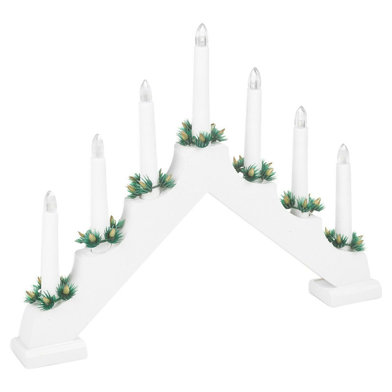 Wood Tabletop Candlestick with Candle Included, White