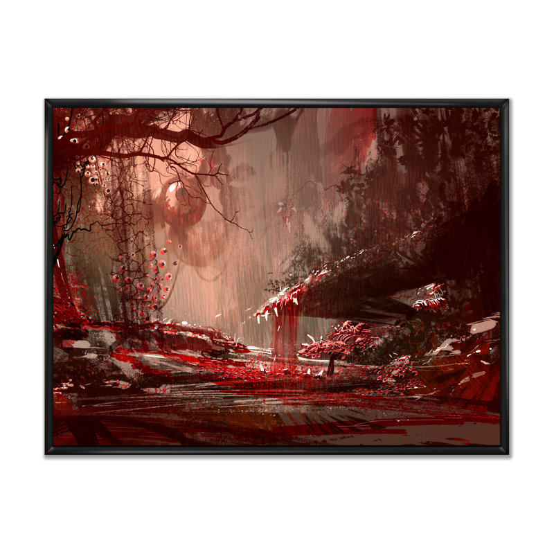 Jeu vidéo sanglant - reproduction sur toile, H 12 po x l 20 po x P 1 po, Cadre flottant noir
