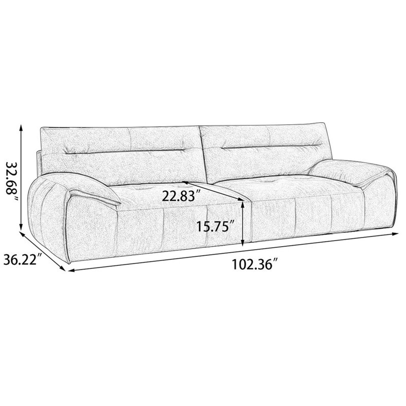 Coussin modulaire 102,36 po gris 100% polyester, Gris, L 102,36 po x P 36,22 po x H 32,68 po