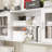 Electric Height Adjustable Corner Desk With Storage Cabinet & Glass Doors