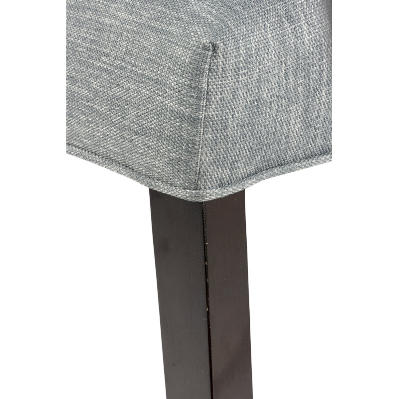Chaise de salle à manger rembourrée, Espresso, Cendre gris pâle, Argent