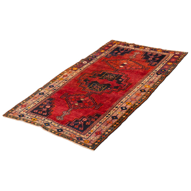 Tapis rouge fait à la main de conception unique 4 pi 7 po x 8 pi 1 po Andelz