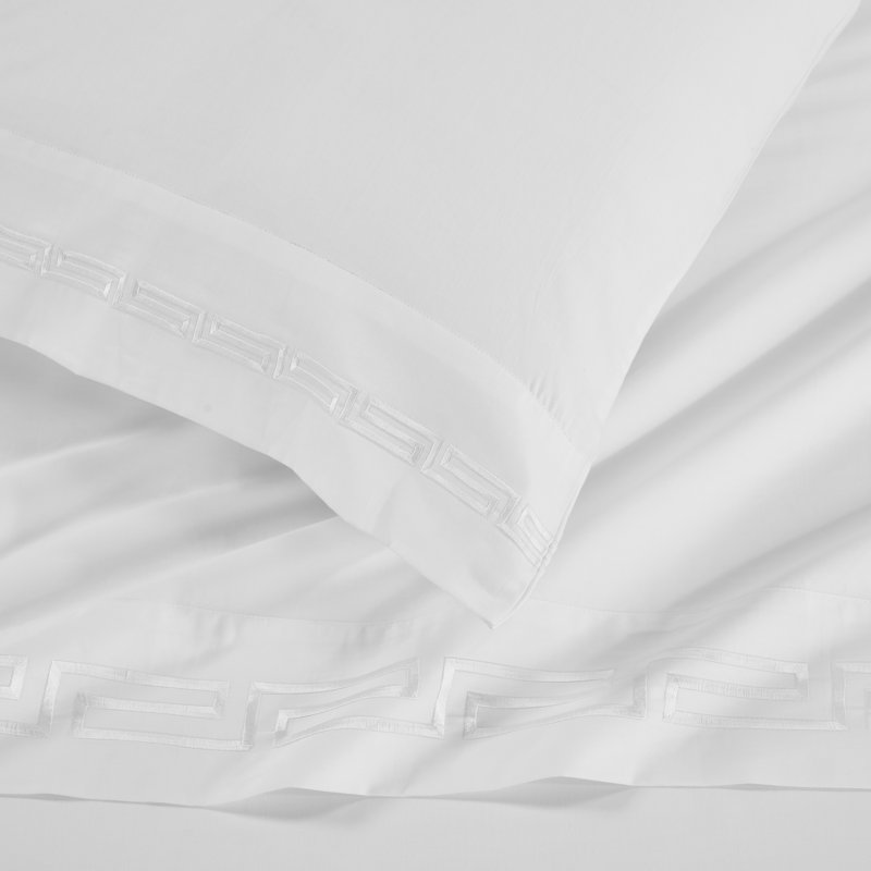 Ensemble de draps Harrison, Ensemble de draps pour lit simple avec 1 taie d'or, Blanc
