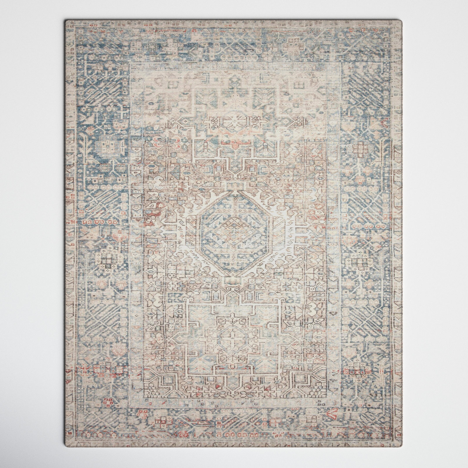 Chris Loves Julia x Loloi Jules Natural / Ocean Area Rug, Rectangle 9'6" x 14'