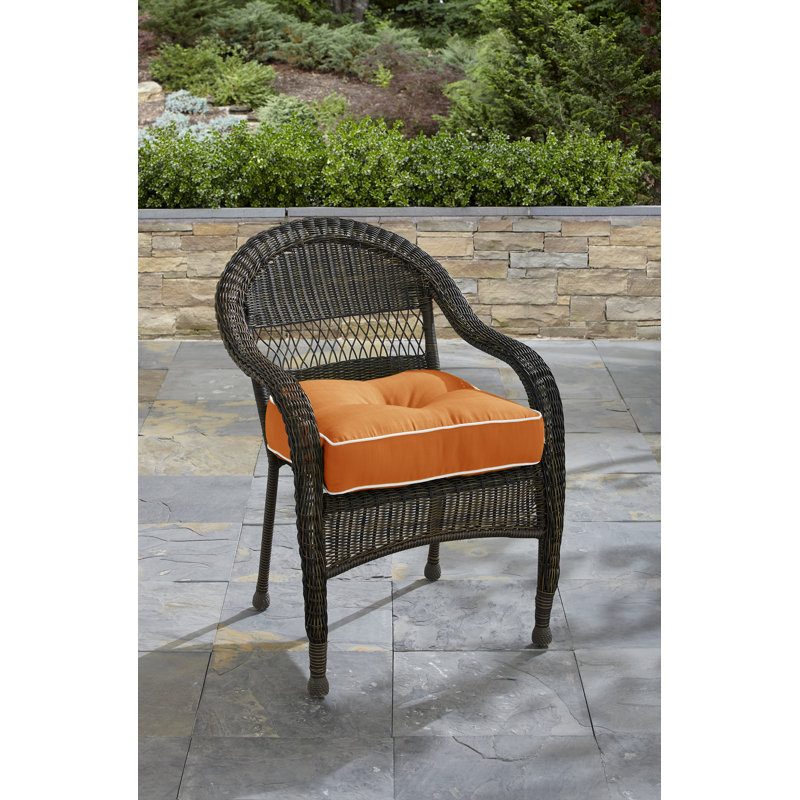 Adelphine Outdoor 4'' Dining Chair Seat Cushion, Orange