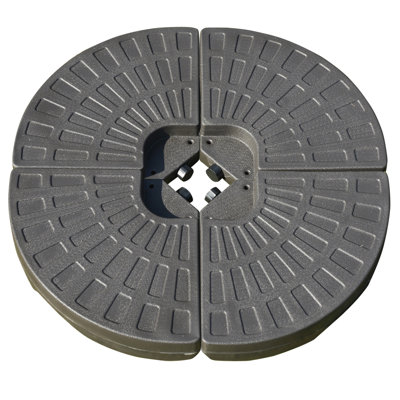 Base de parasol de patio en porte-à-faux 4 pièces, poids résilient en forme d'éventail, poignées incluses, matériau robuste, 148 lb d'eau, 220 eau / sable, café usé - poids lourd, substantiel