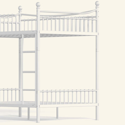 Lit superposé en métal avec garde-corps courbé unique, cadre de lit rond en tube rond, aucun sommier requis, cadre de lit superposé en métal pour enfants, adolescents, adultes
