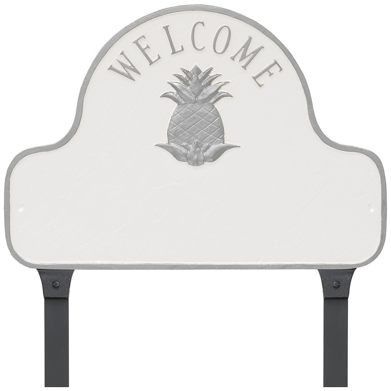 2-Line Lawn Address Sign, Gray/White, Yes
