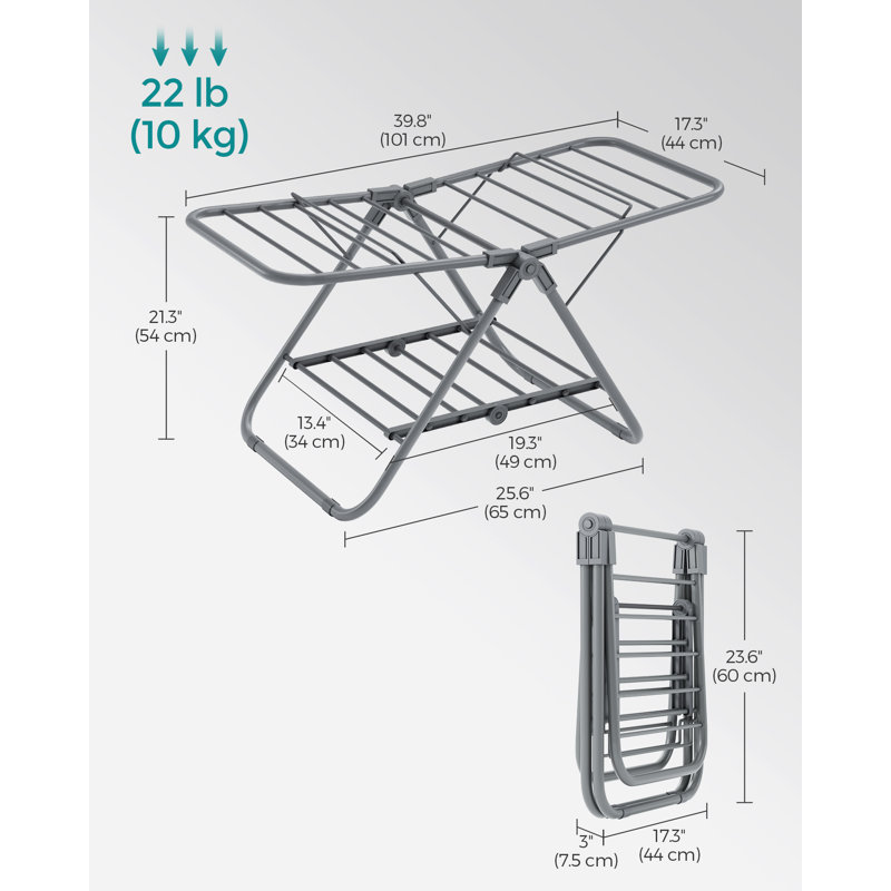 Steel Foldable Gullwing Drying Rack, Dove Grey