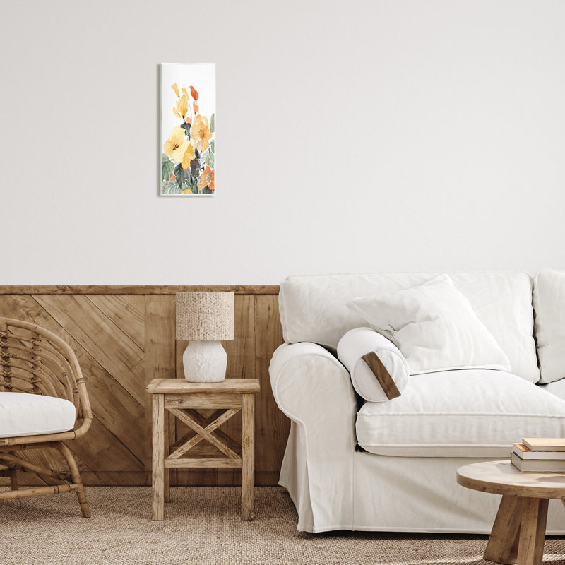 «Yellow Spring Blooms On Wood» par Lanie Loreth, reproduction, H 17 po x l 7 po x P 0,5 po, Plaque murale
