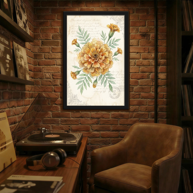 «Plants & Flowers», impression florale de souci floral rétro, H 36 po x l 24 po