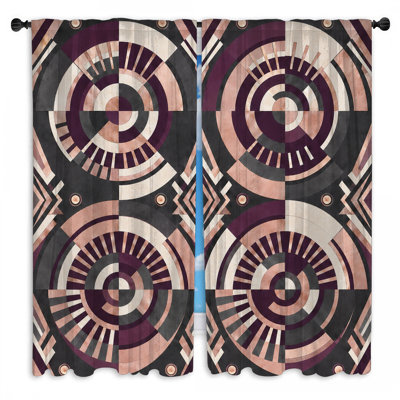 Rideaux géométriques à motif géométrique et cercles obscurcissant - 2 panneaux