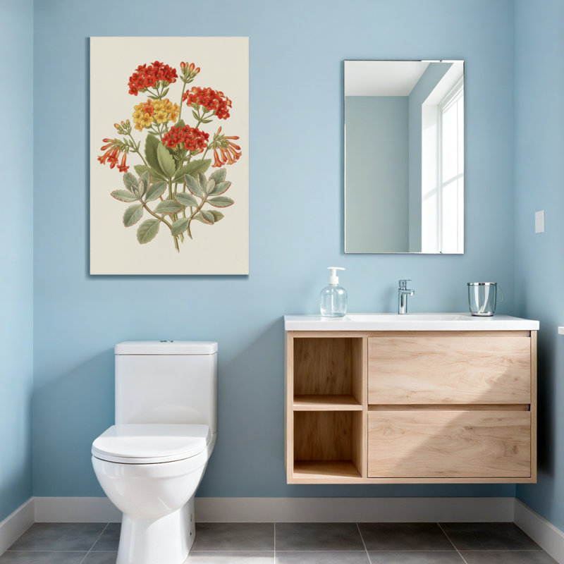 Arrangement floral de plantes et de fleurs avec des fleurs rouges et jaunes, H 24 po x l 16 po