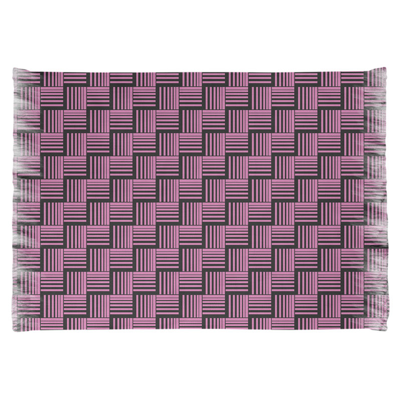 Tapis rose/noir à rayures basketweave, Oui