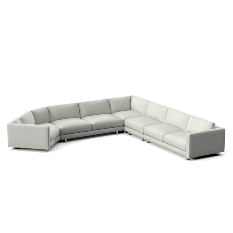 Avanni Patio Sectional with Sunbrella Cushions, Cream Linen 6032-002, Silver