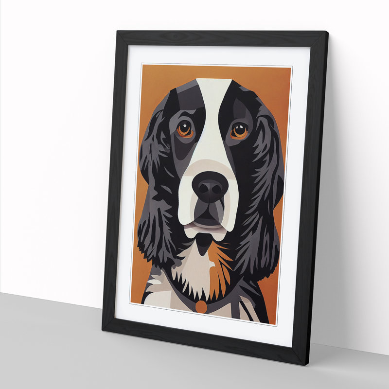 Lympsham Springer Spaniel Geometric - Wall Art, Black, 64cm H x 46cm W x 2cm D