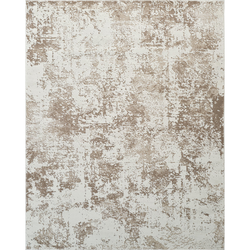Tapis abstrait Haldon, Beige/Brown, Rectangle 6 pi 6 po x 9 pi 6 po
